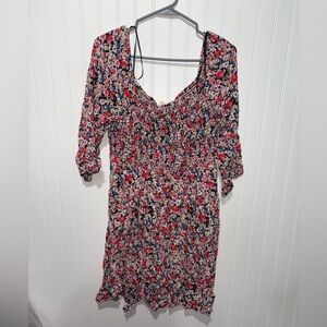 Terra & Sky Floral Print Mini Dress| Size 0x (L)